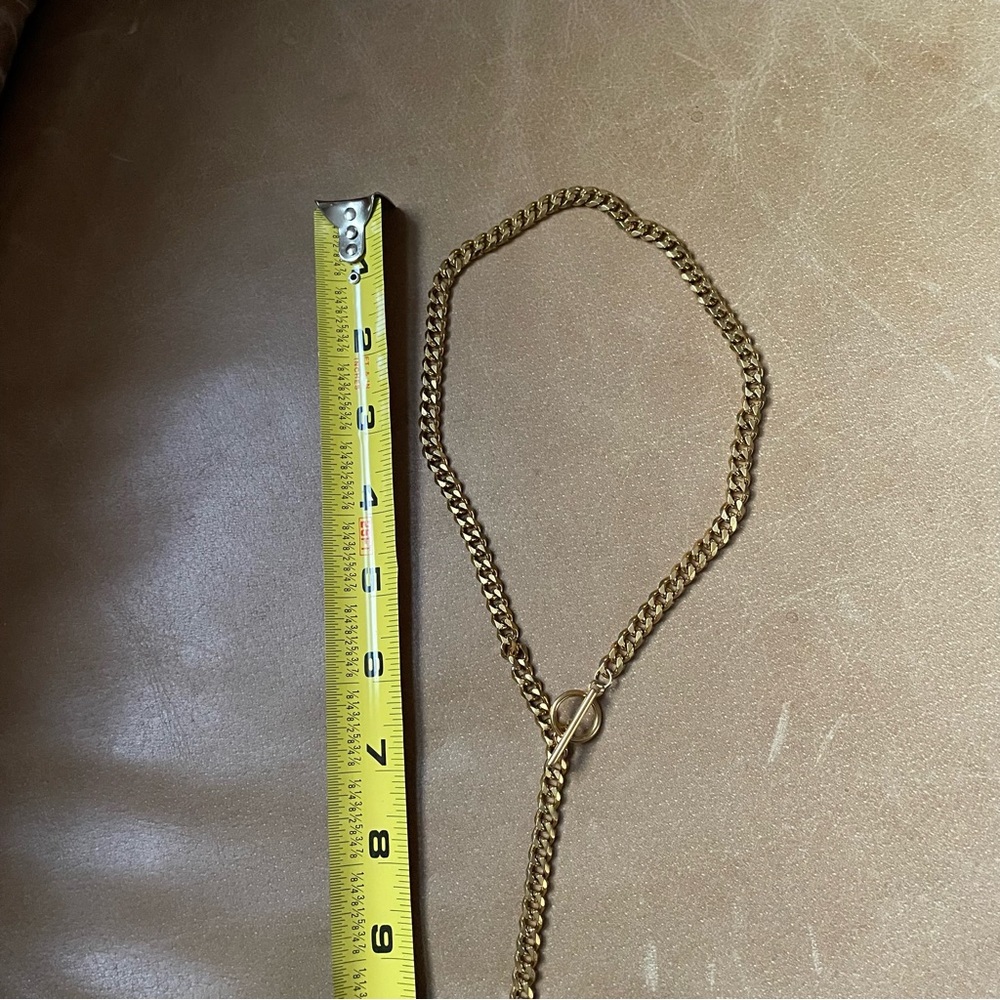 Genuine pearl gray blue on gold plated curb chain lariat toggle clasp necklace - Picture 6 of 10